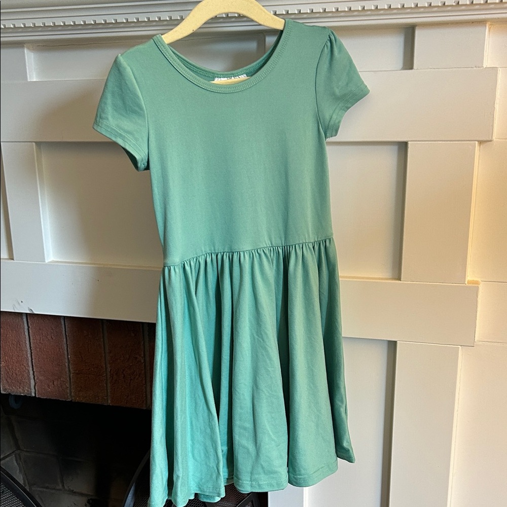 Dotdotsmile Girls Green Cap Sleeve Dress 3/4